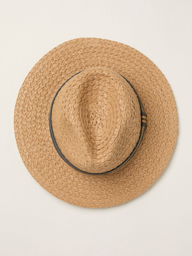 FatFace Stripes Detail Fedora Straw Hat - صورة 2 من 2