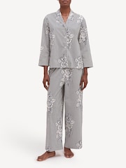Pinstripe Rose Navy - Desmond & Dempsey 402 Long Pyjamas Set - صورة 1 من 3