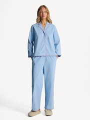 Desmond & Dempsey Plain Cotton Blue 402 Long Pyjamas Set - Image 1 of 7