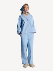 Desmond & Dempsey Plain Cotton Blue 402 Long Pyjamas Set - Image 4 of 7