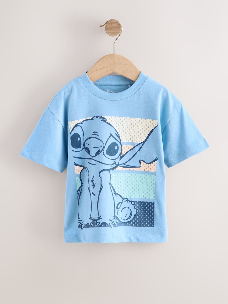Blue Lilo & Stitch Short Sleeve 100% Cotton T-Shirt (3mths-8yrs) - Image 1 of 4
