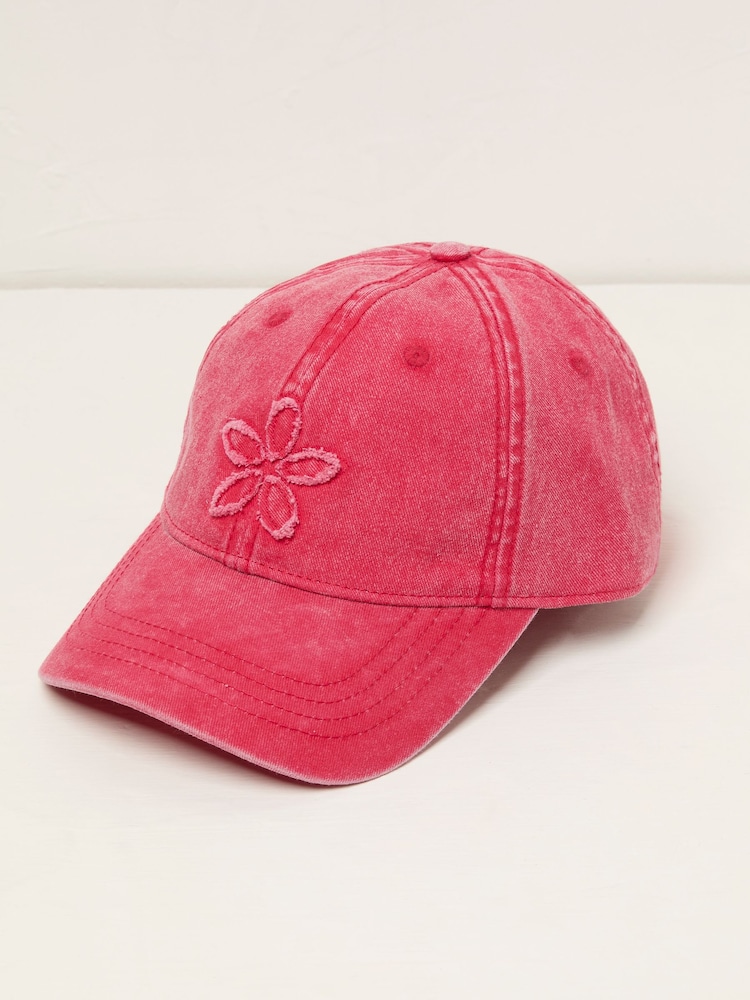 FatFace Red Flower Detail 100% Cotton Cap - Image 1 of 2