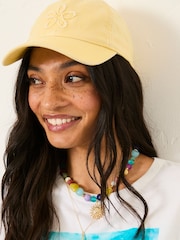 FatFace Yellow Flower Detail 100% Cotton Cap - Image 3 of 4
