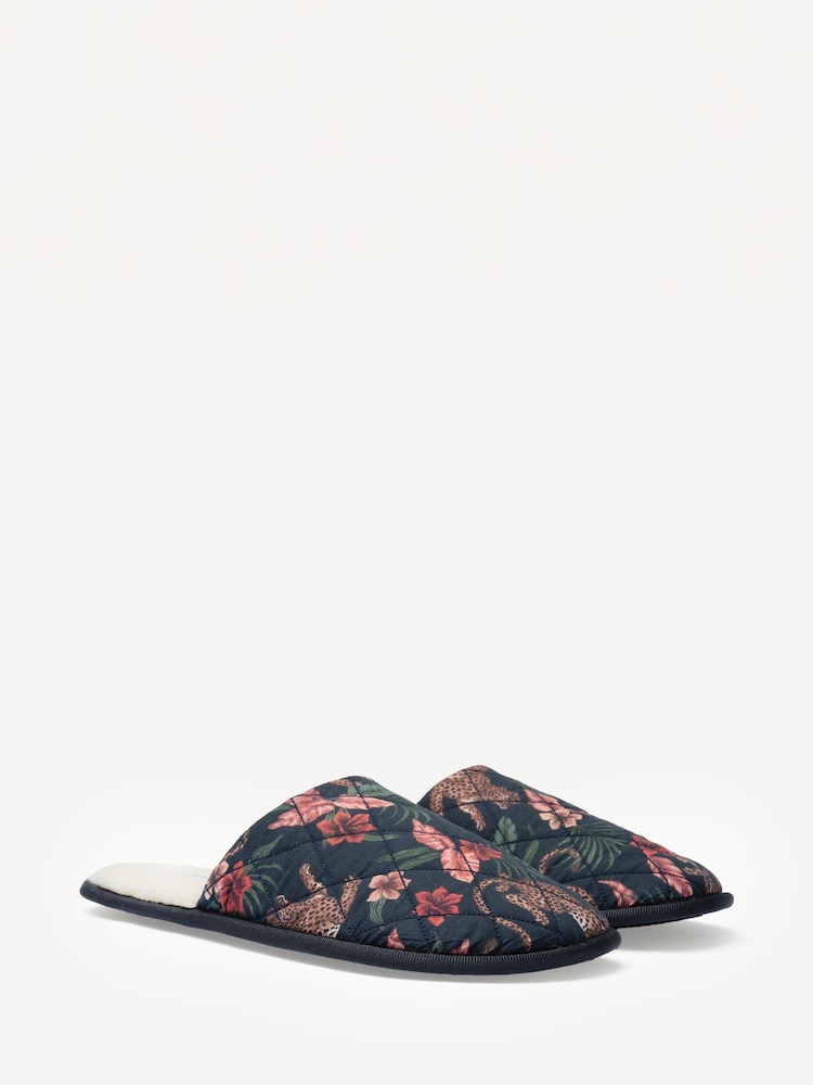 Desmond & Dempsey Soleia Navy Wool Slippers - Image 1 of 5