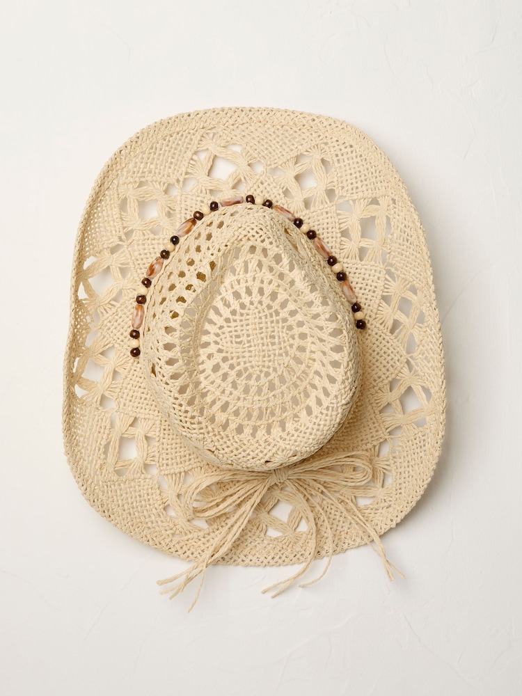 FatFace Natural Straw Cowboy Hat - Image 2 of 2