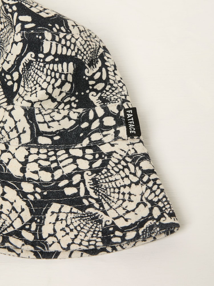 FatFace Black Shell Printed Bucket 100% Cotton Hat - Image 2 of 2