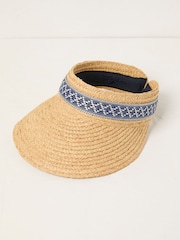 FatFace Natural Geometric Detail Straw Visor Hat - Image 1 of 2