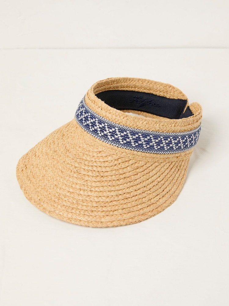 FatFace Natural Geometric Detail Straw Visor Hat - Image 1 of 2
