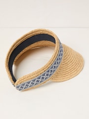 FatFace Natural Geometric Detail Straw Visor Hat - Image 2 of 2