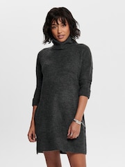 ONLY Grey Roll Neck Knitted Jumper Dress - Image 1 of 6