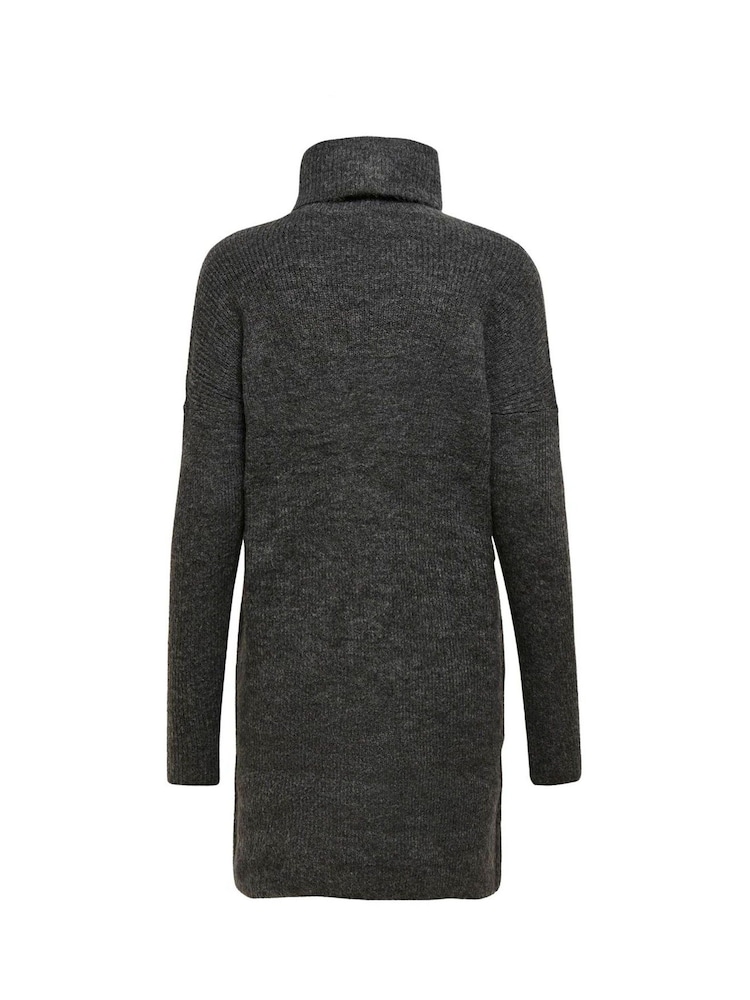 ONLY Grey Roll Neck Knitted Jumper Dress - Image 6 of 6
