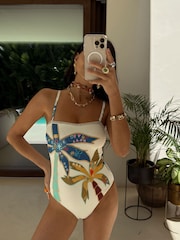 Maillot de bain bandeau Never Fully Dressed Palm Tummy Control - Image 1 de 6