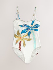 Maillot de bain bandeau Never Fully Dressed Palm Tummy Control - Image 3 de 6