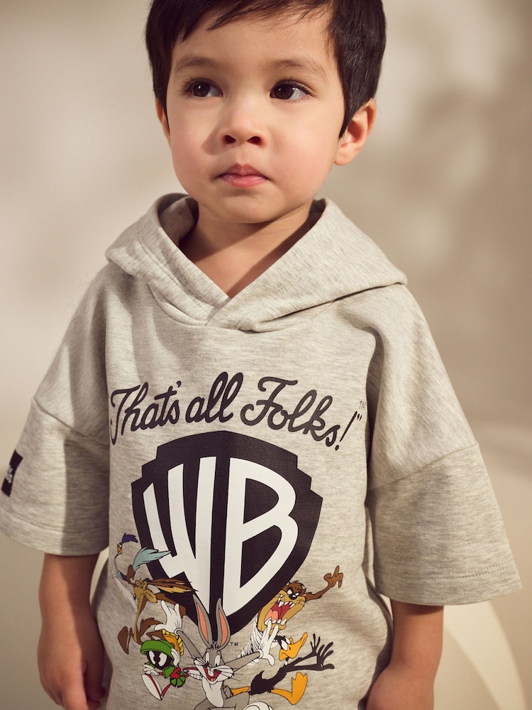 Grey Marl Looney Tunes Short Sleeve Hoodie & Shorts Set (3mths-8yrs) - Image 2 of 5