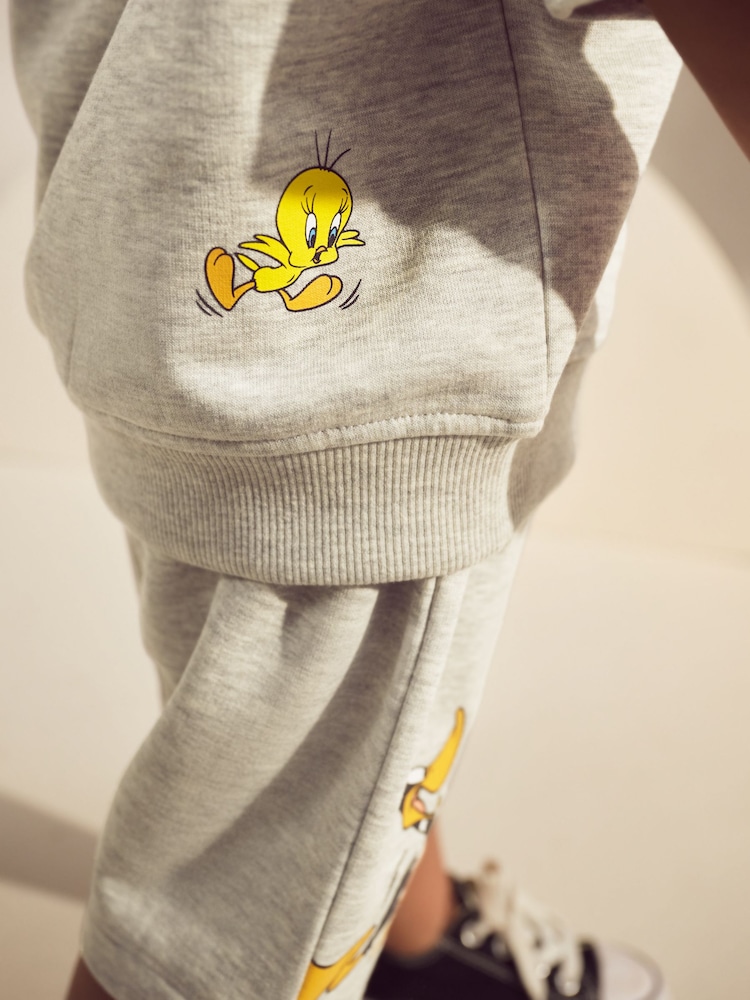 Grey Marl Looney Tunes Short Sleeve Hoodie & Shorts Set (3mths-8yrs) - Image 4 of 5