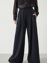 Hush Black 100% Cotton Taylor Wide Leg Joggers - Image 2 of 5