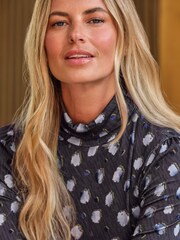 Pure Collection Blue Jersey Turtle Neck Long Sleeve Top - Image 2 of 3