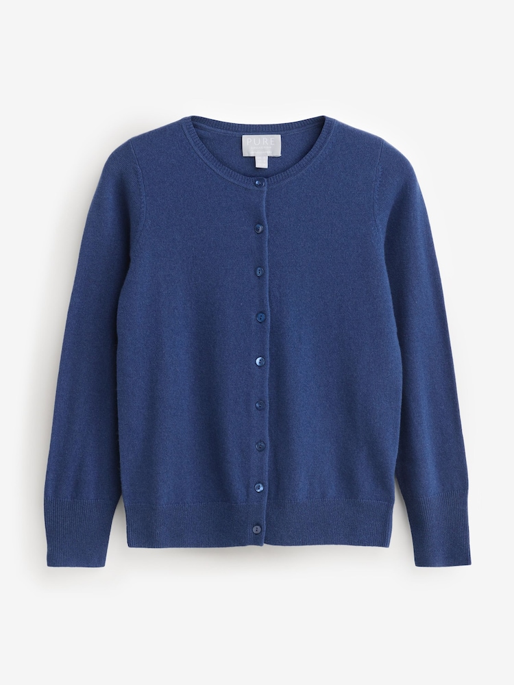 Pure Collection Cashmere Crew Neck Cardigan with Colour Matched Buttons - Image 4 of 4