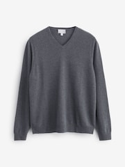 Grau - Pure Collection 100% Kaschmir V-Ausschnitt Pullover - Bild 3 von 3