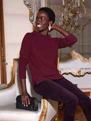Pure Collection Red Cashmere Bardot Neck Jumper - Image 1 of 4