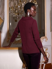 Pure Collection Red Cashmere Bardot Neck Jumper - Image 2 of 4