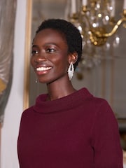 Pure Collection Red Cashmere Bardot Neck Jumper - Image 3 of 4