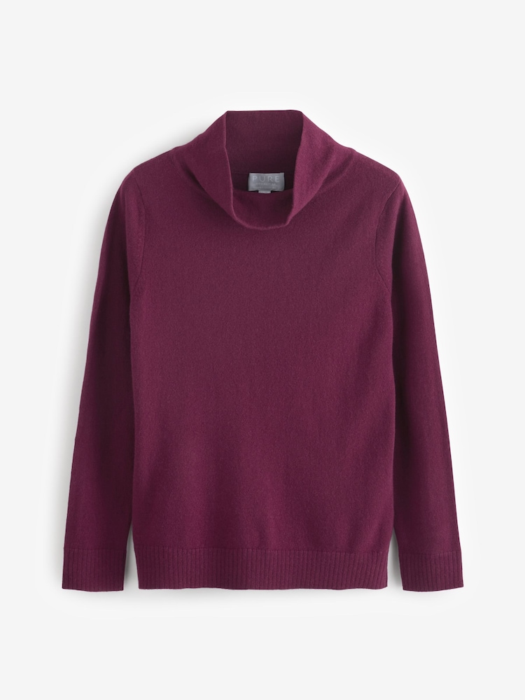 Pure Collection Red Cashmere Bardot Neck Jumper - Image 4 of 4