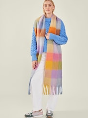 Accessorize Yellow Super Soft Winter Pastel Check Tassel Scarf - Image 1 of 3
