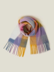 Accessorize Yellow Super Soft Winter Pastel Check Tassel Scarf - Image 2 of 3