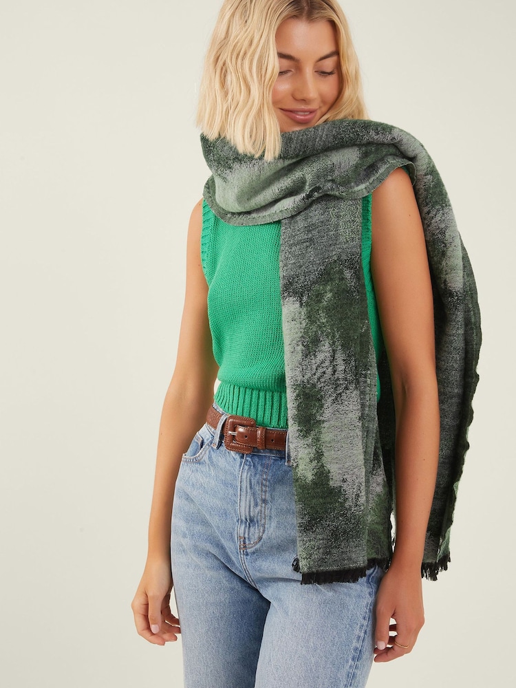 Accessorize Green Abstract Woven Winter Blanket Scarf - Image 1 of 3 Accessorize Green Abstract Woven Winter Blanket Scarf - Image 1 of 3