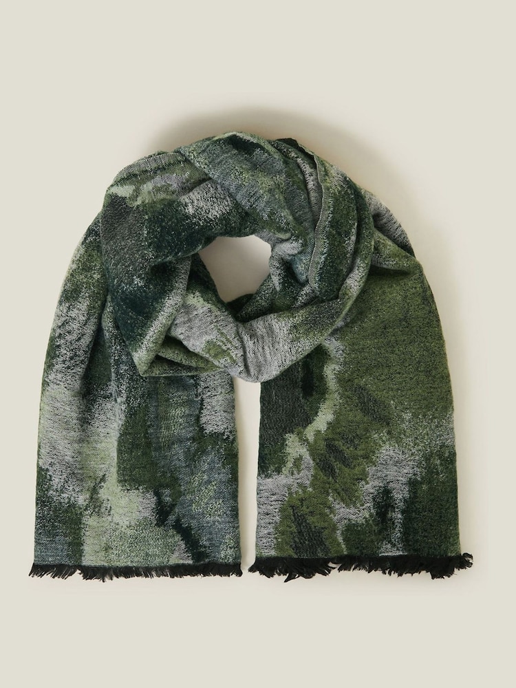 Accessorize Green Abstract Woven Winter Blanket Scarf - Image 2 of 3 Accessorize Green Abstract Woven Winter Blanket Scarf - Image 2 of 3