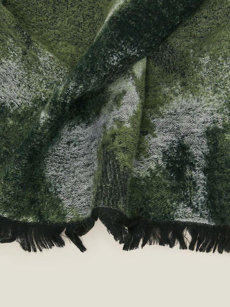 Accessorize Green Abstract Woven Winter Blanket Scarf - Image 3 of 3 Accessorize Green Abstract Woven Winter Blanket Scarf - Image 3 of 3