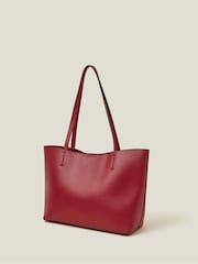 Accessorize Red Faux Fur Leather Tote Bag - Image 2 of 3