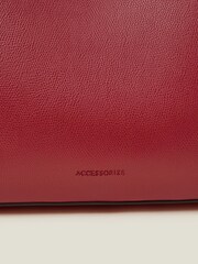 Accessorize Red Faux Fur Leather Tote Bag - Image 3 of 3
