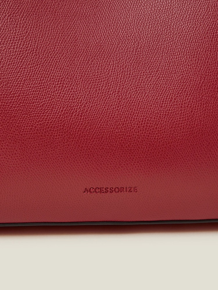 Accessorize Red Faux Fur Leather Tote Bag - Image 3 of 3