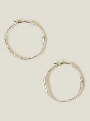 Accessorize Silver Tone Molten Hoop Earrings - Image 2 of 3