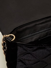 Accessorize Black Velvet Quilted Cross-Body Bag - Image 3 of 3