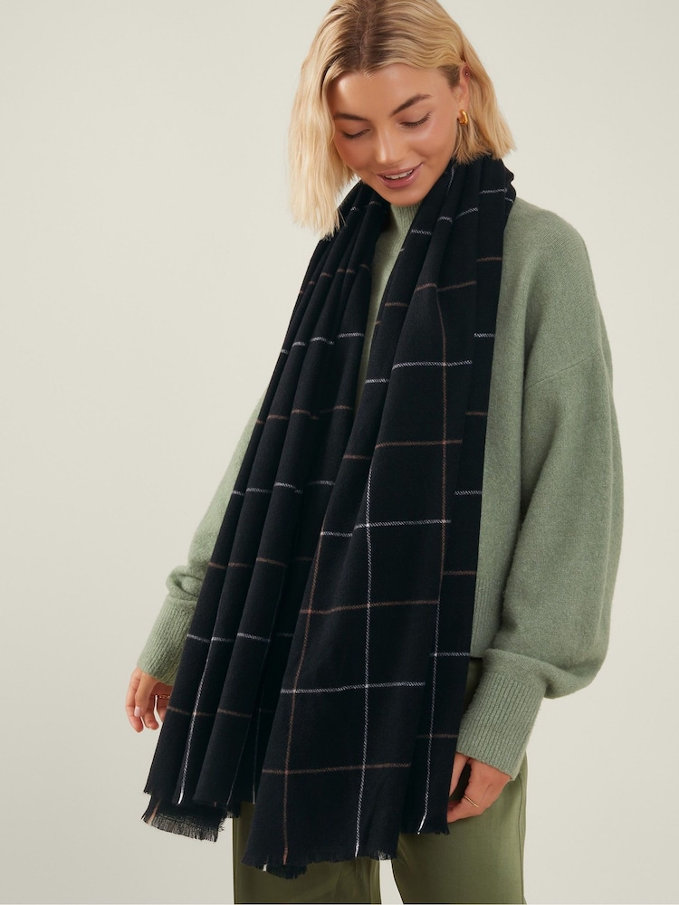 Accessorize Black Oversized Check Blanket Scarf - Image 1 of 3 Accessorize Black Oversized Check Blanket Scarf - Image 1 of 3