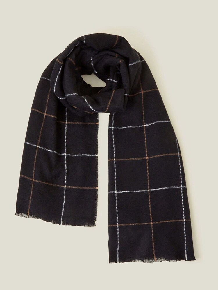 Accessorize Black Oversized Check Blanket Scarf - Image 2 of 3 Accessorize Black Oversized Check Blanket Scarf - Image 2 of 3