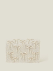 Accessorize Natural Bridal Pearl Bow Clutch Bag - Image 2 of 3