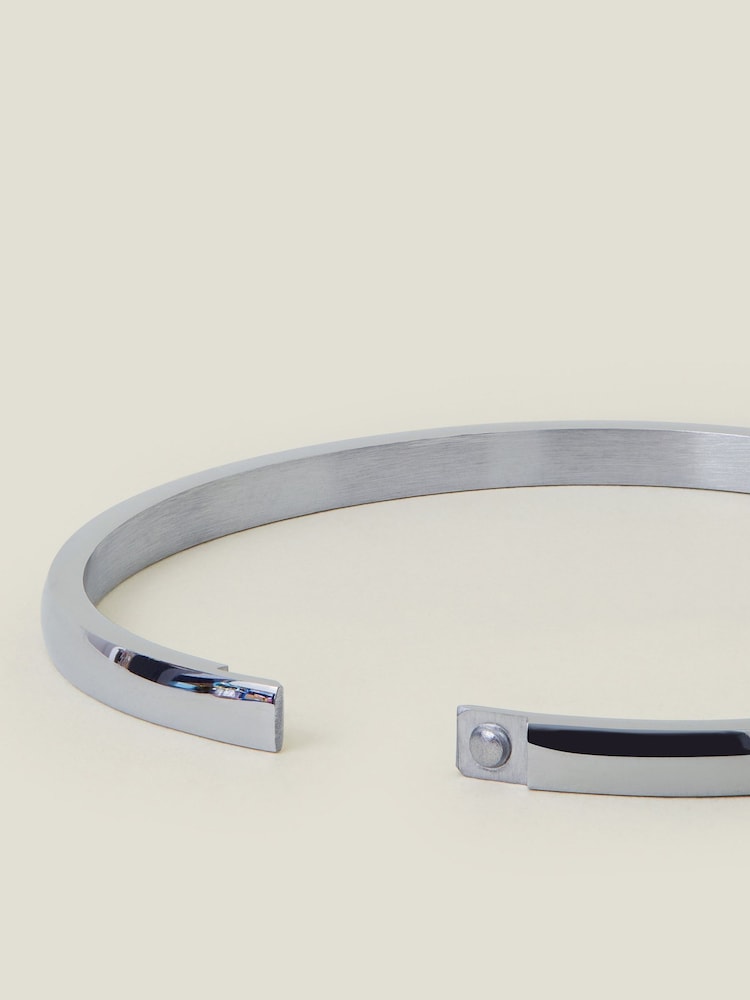 Accessorize Silver Tone Platinum-Coated Stainless Steel Cuff Bracelet - Image 2 of 2 Accessorize Silver Tone Platinum-Coated Stainless Steel Cuff Bracelet - Image 2 of 2