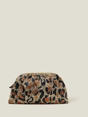 Accessorize Animal Hand Beaded Leopard Print Cloud Clutch Bag - Image 1 of 3