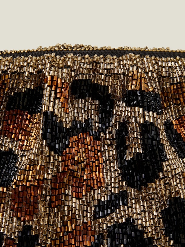 Accessorize Animal Hand Beaded Leopard Print Cloud Clutch Bag - Image 3 of 3