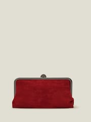 Accessorize Red Suedette Clip Frame Clutch Bag - Image 1 of 3