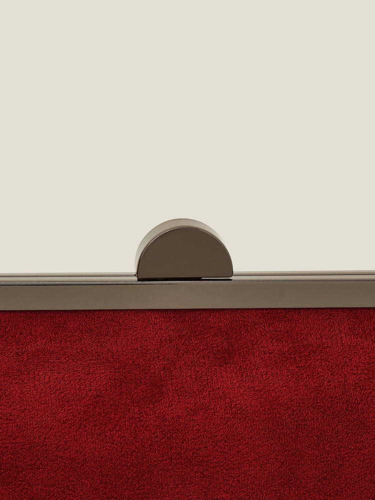 Accessorize Red Suedette Clip Frame Clutch Bag - Image 2 of 3