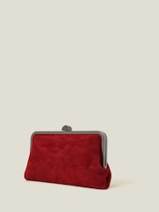 Accessorize Red Suedette Clip Frame Clutch Bag - Image 3 of 3