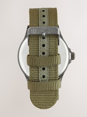 Olive Green Canvas Strap Casual Watch - Image 3 of 6