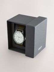 Olive Green Canvas Strap Casual Watch - Image 6 of 6