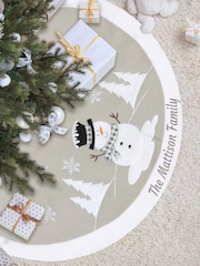 Personalised Christmas Snowman Tree Skirt by Dibor - Image 1 of 3