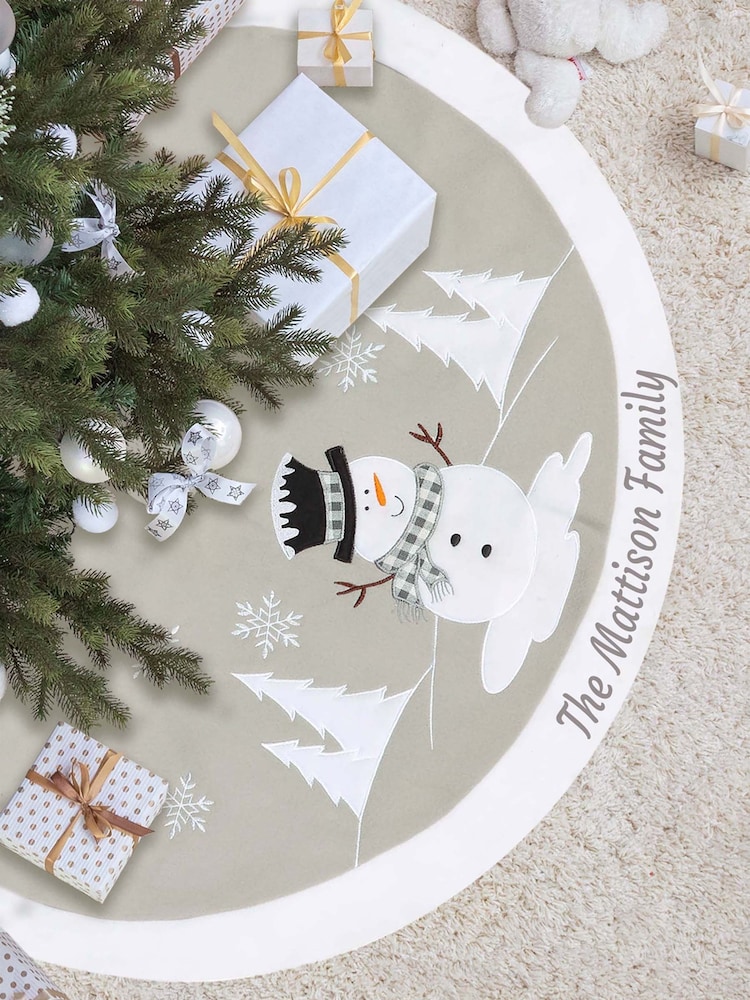Personalised Christmas Snowman Tree Skirt by Dibor - Image 1 of 3